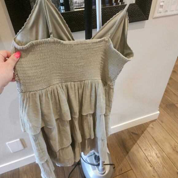 Olive Lace Ruffle Play Dress - Picture 3 of 7